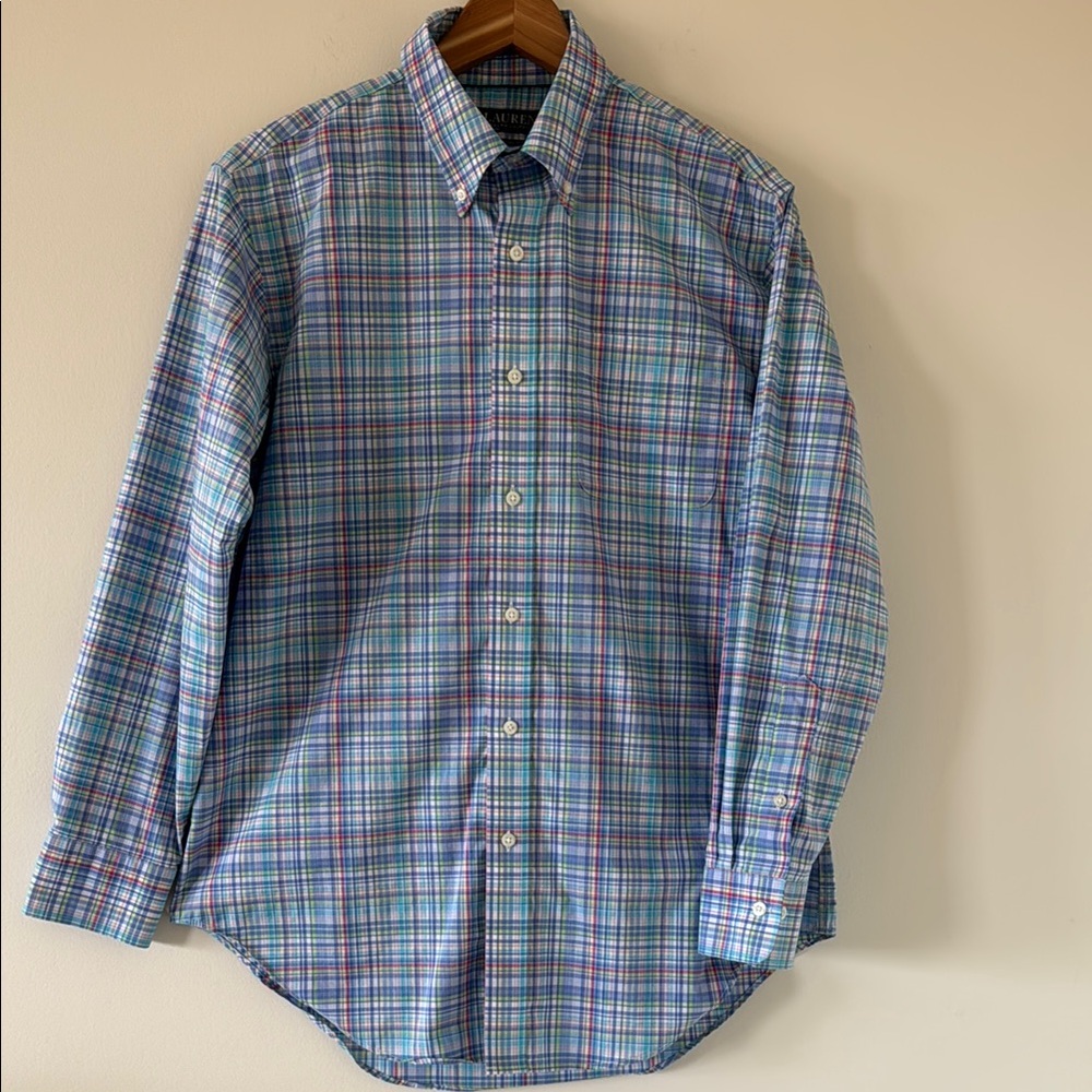 Ralph Lauren Classic Fit Spring Plaid No Iron Casual Button‎ Down Shirt Fresh!